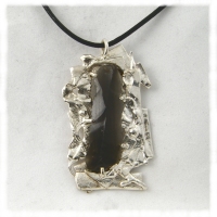 Fused pendant with obsidian